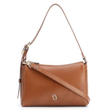 Bolsa De Ombro Fivela - Couro Marrom Claro