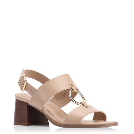 Sandália Argola - Couro Bege