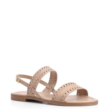 Rasteirinha Laser Cut - Couro Bege