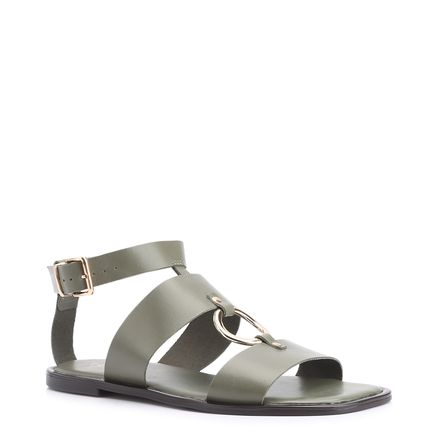 Rasteirinha Argola - Couro Verde