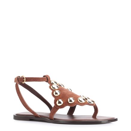 Rasteirinha Esferas - Couro Camurça Marrom