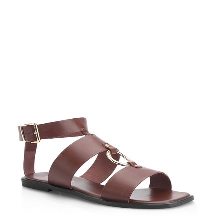 Rasteirinha Argola - Couro Marrom