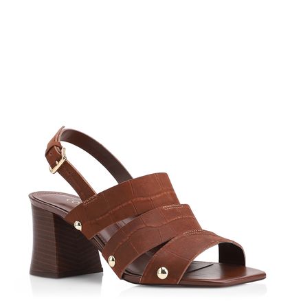 Sandália - Couro Nobuck Croco Marrom