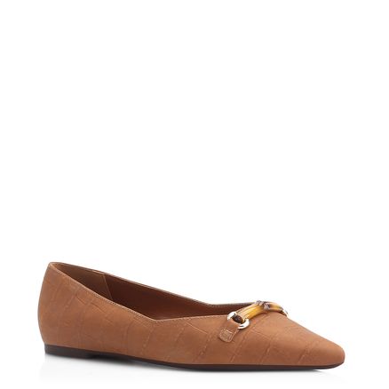 Sapatilha Bambu - Couro Nobuck Croco Marrom