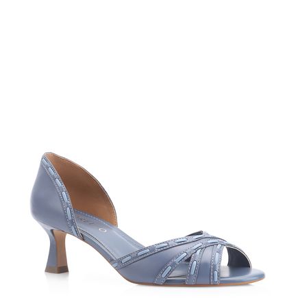 Peep Toe - Couro Azul/Alt Azul Claro