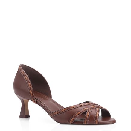 Peep Toe - Couro Marrom/Alt Marrom Claro