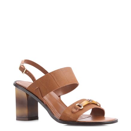 Sandália Bambu - Couro Nobuck Croco Marrom