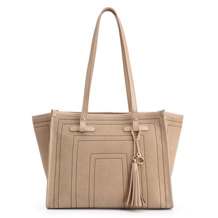 Bolsa Tote - Couro Camurça/Couro Bege
