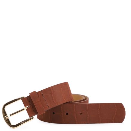 Cinto - Couro Nobuck Croco Marrom Escuro
