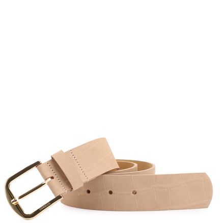 Cinto - Couro Nobuck Croco Bege