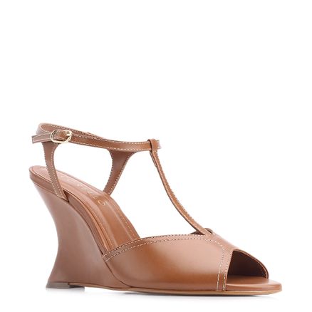 Sandália Anabela - Couro Marrom