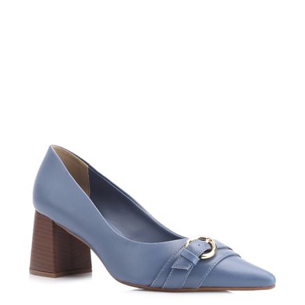 Scarpin Fivela - Couro Azul