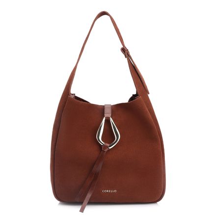 Bolsa Hobo Fivela - Couro Camurça Marrom
