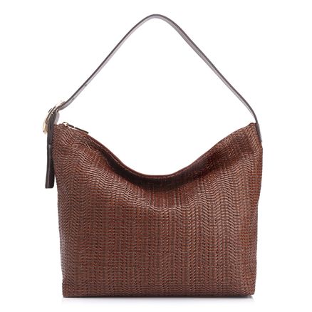 Bolsa Hobo Fivela - Couro Marrom/Alt Tramado Marrom