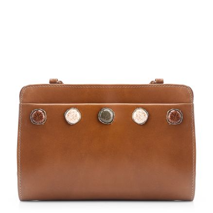 Bolsa Transversal Pedras - Couro Marrom