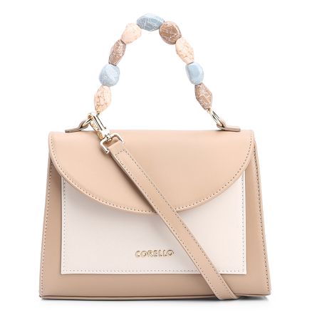 Bolsa De Mão - Couro Bege/Off White