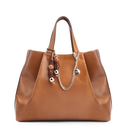 Bolsa Tote Bag Charm - Couro Marrom