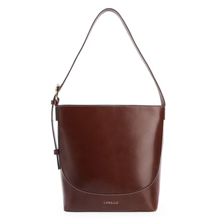 Bolsa De Ombro Bucket - Couro Marrom Escuro