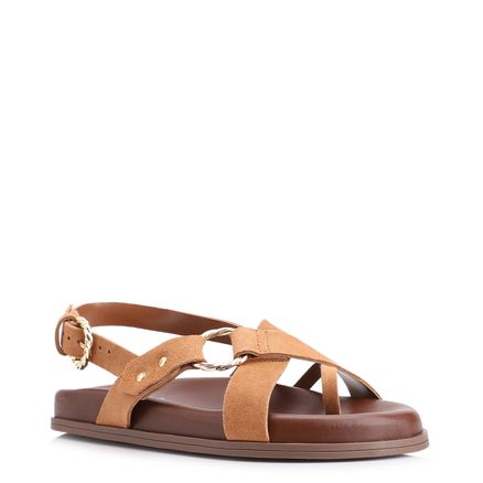 Papete Argola - Couro Camurça Marrom