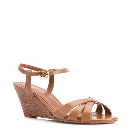 Sandália Anabela - Couro Marrom