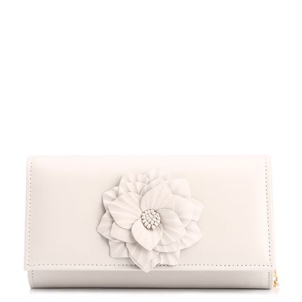 Clutch Flor - Couro Off White