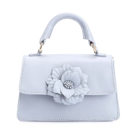 Bolsa De Mão Flor - Couro Azul