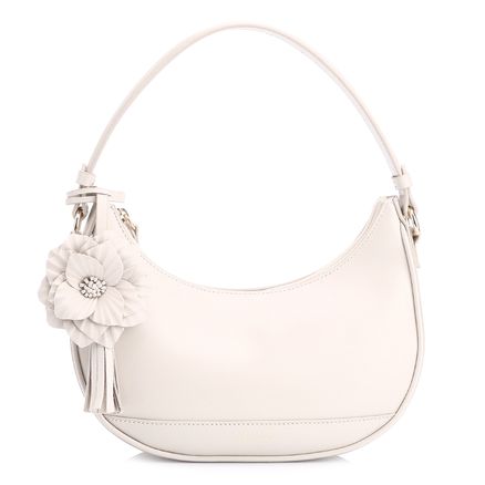 Bolsa De Mão Flor - Couro Off White
