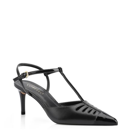 Scarpin - Couro Preto/Verniz Preto
