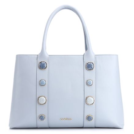 Bolsa Tote Pedras - Couro Azul