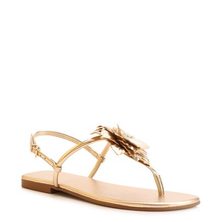 Rasteirinha Flor - Couro Dourado/Alt Dourado