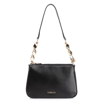 Bolsa De Ombro Pedras - Couro Preto