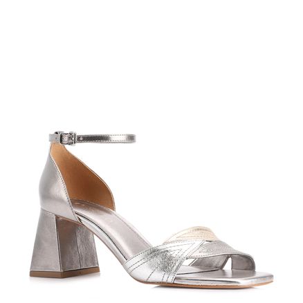 Sandália Folha - Couro Prata/Dourado/Grafite