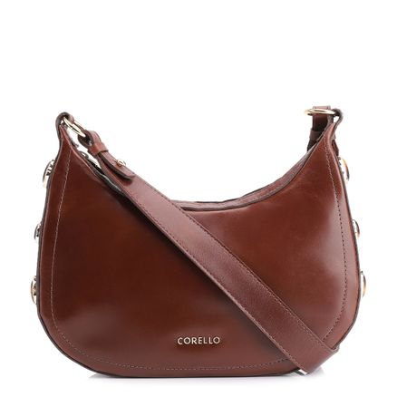 Bolsa Transversal Pedras - Couro Marrom