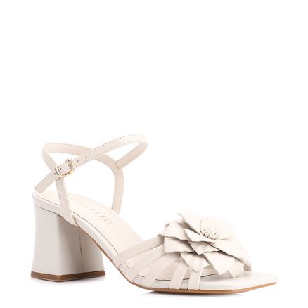 Sandália Flor - Couro Off White/Alt Off White