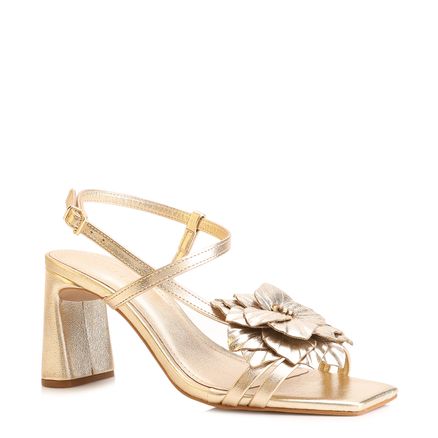 Sandália Flor - Couro Dourado/Alt Dourado