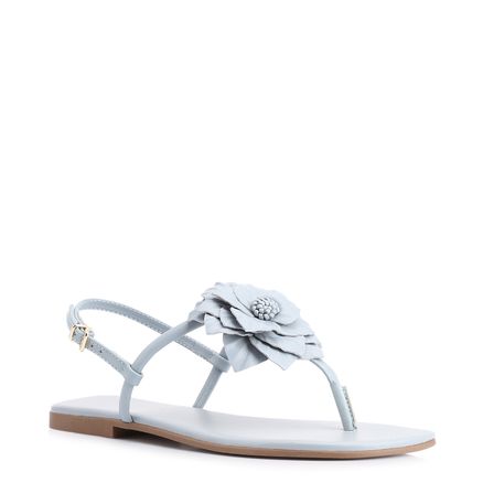 Rasteirinha Flor - Couro Azul/Alt Azul