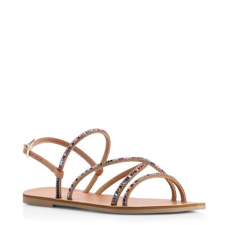 Rasteirinha - Alt Marrom/Strass Colorido