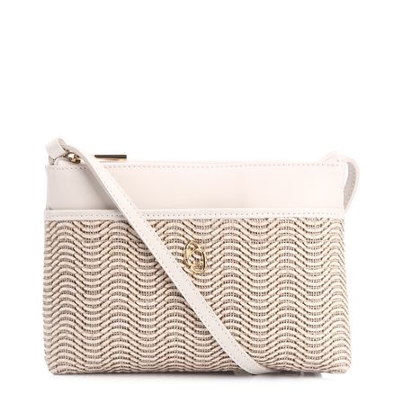 Bolsa Transversal - Couro Off White/Alt Tramado Off White