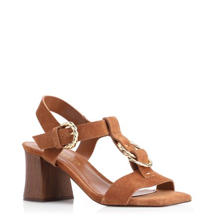 Sandália Argolas - Couro Camurça Marrom