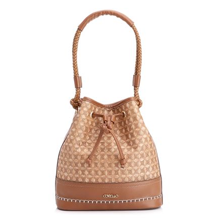 Bolsa De Ombro Bucket - Ráfia Marrom