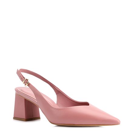 Scarpin Slingback - Couro Rosa