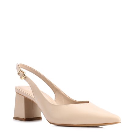 Scarpin Slingback - Couro Bege