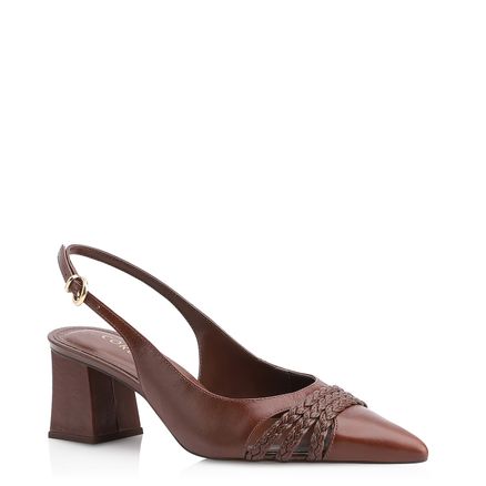 Scarpin Tramado - Couro Marrom