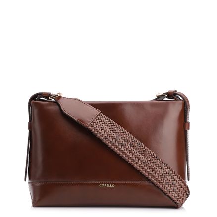 Bolsa Transversal Alça Tramado - Couro Marrom