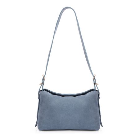 Bolsa Transversal - Couro Camurça Azul Positano