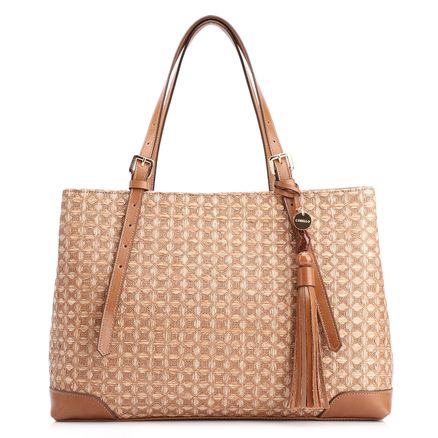 Bolsa Tote Mosaico - Ráfia Marrom