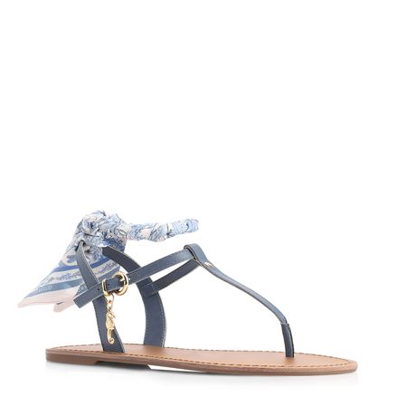 Rasteirinha Lenço - Couro Azul