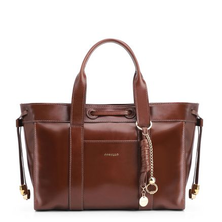Bolsa Tote Pingente - Couro Marrom
