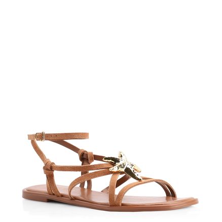 Rasteirinha Estrela Do Mar - Couro Camurça Marrom