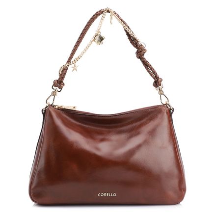 Bolsa De Ombro Bag Charm - Couro Marrom
